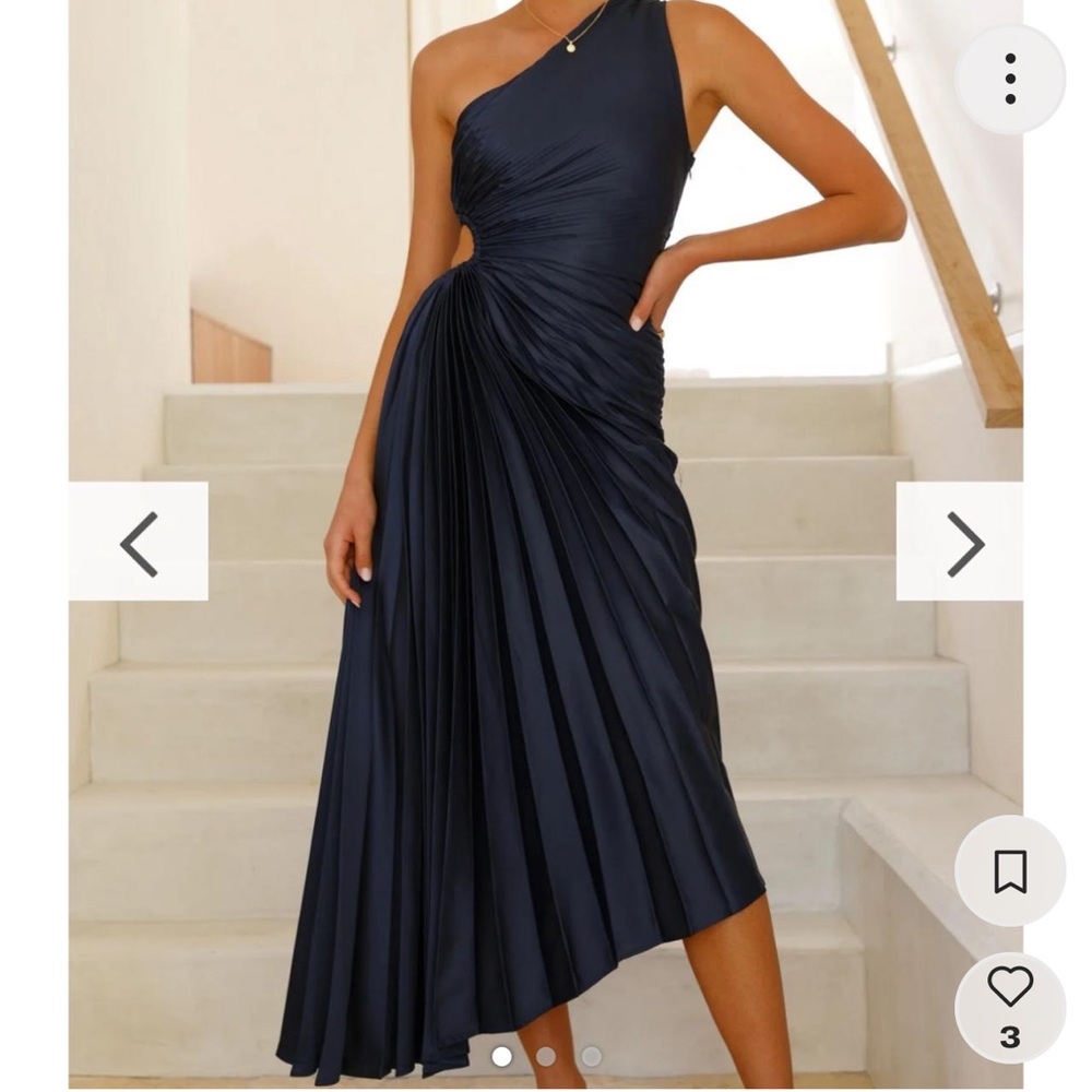 Navy Satin Maxi Dress